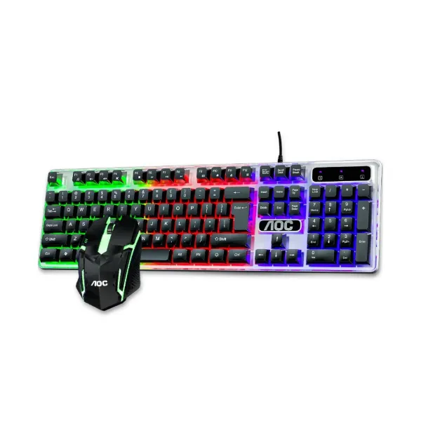 Picture of AOC KM100 wired RGB keyboard and mouse kit