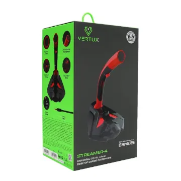 Picture of Vertux Streamer-4 Universal Digital Stereo 3.5mm Desktop Gaming Microphone