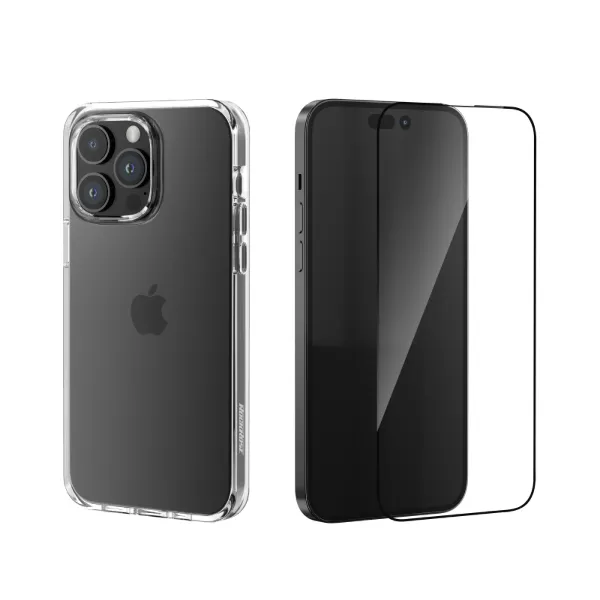 Picture of RockRose Premium Protection Suite II Clear case and tempered glass for iPhone 15 Pro