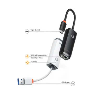 Picture of Baseus Lite Series Ethernet Adapter USB-A to RJ45 LAN Port (1000Mbps )