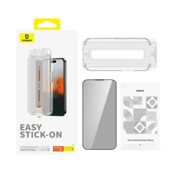 Picture of Baseus Sapphire Series Privacy Protection Tempered Glass Screen Protector (with Built-in Dust Filter) for iPhone 15 Plus/16 Plus