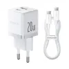صورة شاحن Baseus Palm السريع بمنفذي USB-C وUSB-A بقدرة 20 واط مع (كابل USB-C إلى USB-C بقدرة 60 واط)