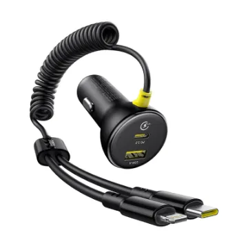 Picture of Baseus Circular Plastic Car Charger (U+C) + (C&L) Cable 60W