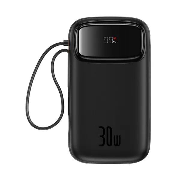 صورة باور بنك QPow2 بسعة ‎20000 مللي أمبير‎ مع شاشة رقمية وشحن سريع بقدرة ‎30 واط‎ مدمج بكابلين Type-C من Baseus