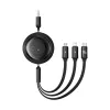 Picture of Baseus Free2Draw Retractable Crystal Fast Charging Data Cable USB to Micro + Lightning + Type-C 100W