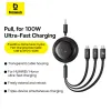 Picture of Baseus Free2Draw Retractable Crystal Fast Charging Data Cable USB to Micro + Lightning + Type-C 100W