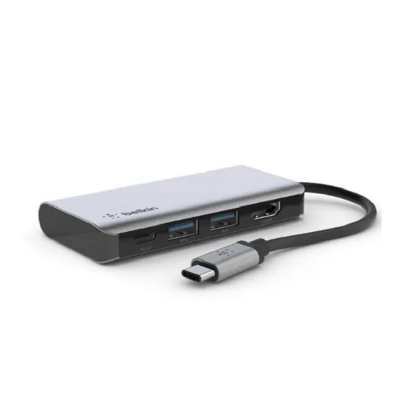 Picture of Belkin CONNECT USB-C 4-in-1 Multiport Adapter. 2 x USB A 3.0 (5Gpbs), 1 x HDMI 4k, 1xUSB C 100w PD, Mac and Windows compatible