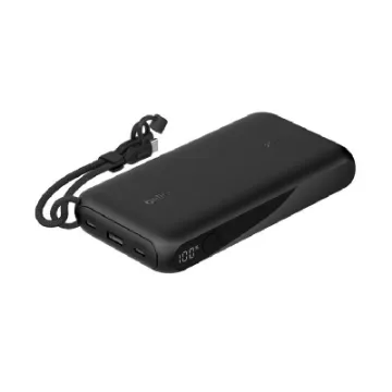 صورة باور بانك BoostCharge سعة 20,000 ملي أمبير مع شاشة وتوصيل طاقة 20 واط وكابل USB-C من بيلكن