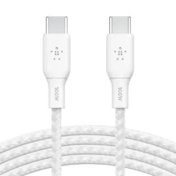 صورة كابل مضفّر USB-C إلى USB-C بدعم توصيل طاقة 100 واط من بيلكن