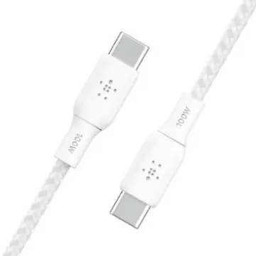 صورة كابل مضفّر USB-C إلى USB-C بدعم توصيل طاقة 100 واط من بيلكن