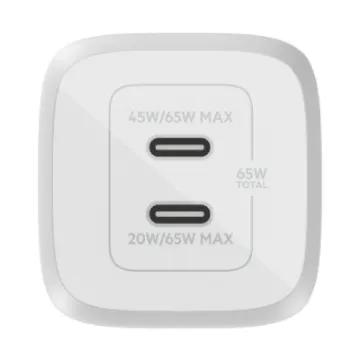 Picture of Belkin BoostCharge PRO Dual 65W USB-C PD GaN Fast Charger with PPS, Access up to 65W when using a single USB-C port or 45W + 20W when using both
