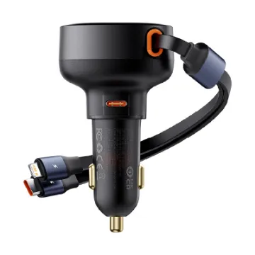 Picture of Baseus Enjoyment Pro Car Charger C + Retractable C & iP Cable 60W
