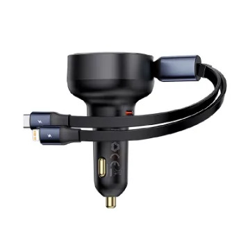 Picture of Baseus Enjoyment Pro Car Charger C + Retractable C & iP Cable 60W