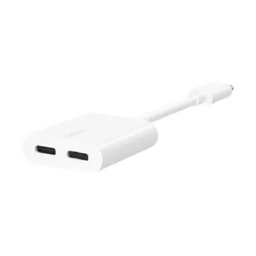 صورة محول RockStar بمنفذ صوت USB-C مع شحن USB-C ويدعم الشحن السريع حتى 60 واط من بيلكن